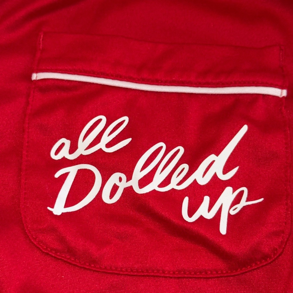 Kate Spade Luxury Small Pajama Set Red All Dolled Up Feminine Whimsical Comfy - Picture 7 of 16